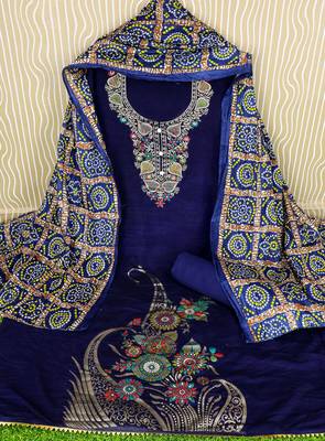 Blue woven jacquard salwar 3