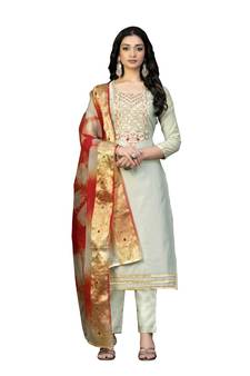 Grey hand woven chanderi salwar