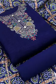 Blue woven jacquard salwar