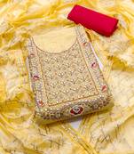 Yellow embroidered cotton salwar