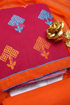 Pink embroidered chanderi salwar