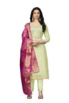 Green hand woven chanderi salwar
