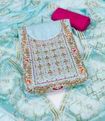 Sky-blue embroidered cotton salwar