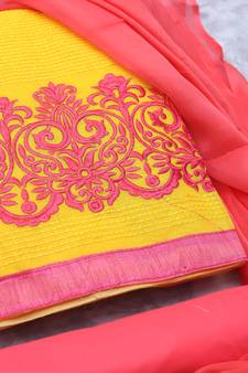 Yellow embroidered cotton salwar