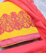 Yellow embroidered cotton salwar