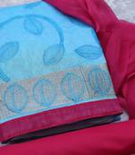 Sky-blue embroidered cotton salwar