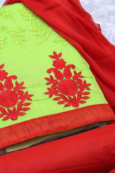 Green embroidered cotton salwar