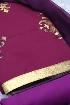 Violet embroidered cotton salwar
