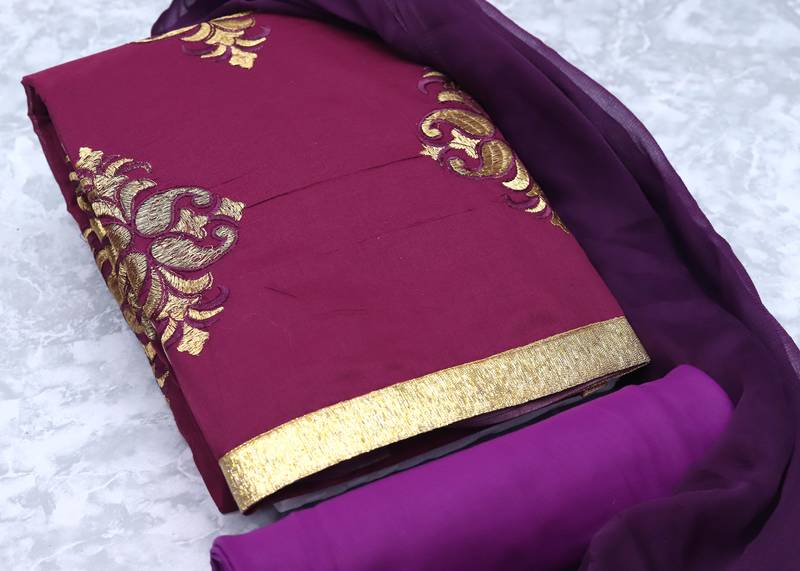 Violet embroidered cotton salwar