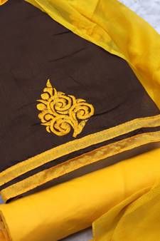 Brown embroidered cotton salwar