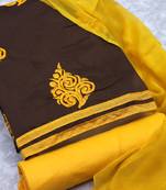 Brown embroidered cotton salwar