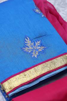 Blue embroidered cotton salwar