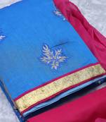 Blue embroidered cotton salwar