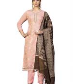 Peach hand woven jacquard salwar