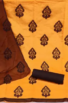 Mustard embroidered cotton salwar