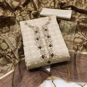 Beige woven jacquard salwar 1