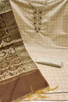 Beige woven jacquard salwar