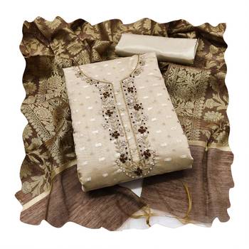 Beige woven jacquard salwar 4