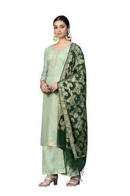 Light-green hand woven jacquard salwar 2