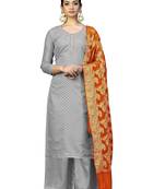 Grey hand woven jacquard salwar
