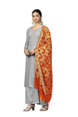 Grey hand woven jacquard salwar 2