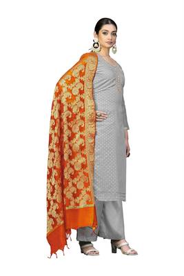 Grey hand woven jacquard salwar 4