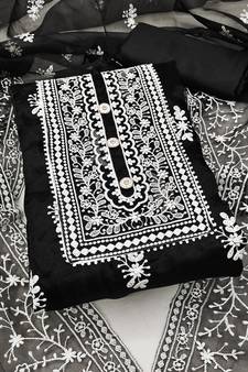 Black embroidered organza salwar