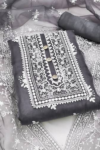 Grey embroidered organza salwar