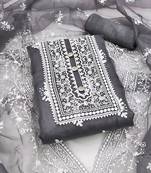 Grey embroidered organza salwar