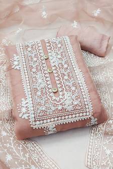 Light-peach embroidered organza salwar