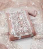 Light-peach embroidered organza salwar