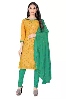 Yellow printed cotton salwar