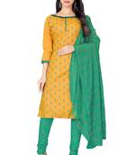 Yellow printed cotton salwar