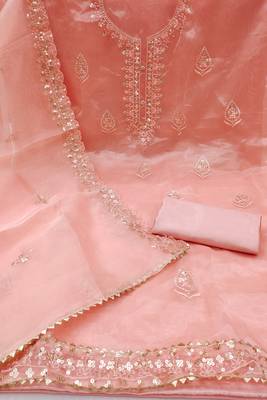Peach embroidered organza salwar 2