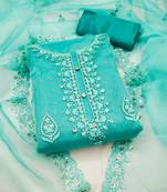 Sea-green embroidered organza salwar