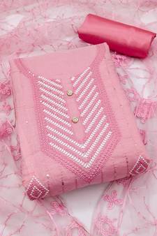 Pink embroidered chanderi salwar