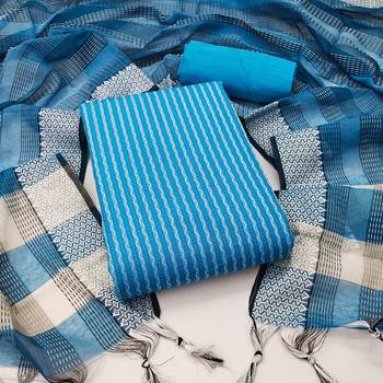 Blue woven jacquard salwar 1