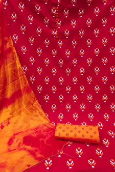 Red woven cotton salwar