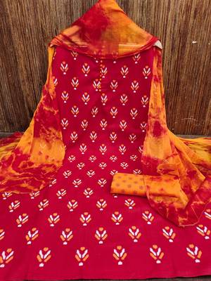 Red woven cotton salwar 3