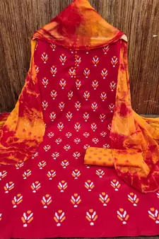 Red woven cotton salwar