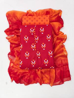 Red woven cotton salwar 4