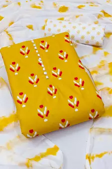 Yellow woven cotton salwar