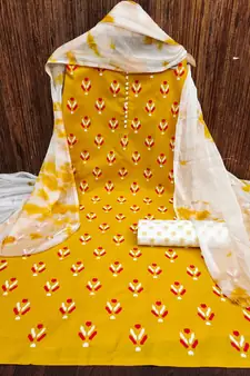Yellow woven cotton salwar