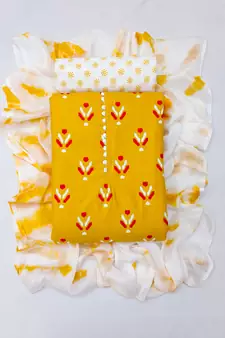 Yellow woven cotton salwar