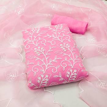 Baby-pink embroidered organza salwar 1