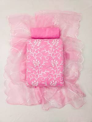 Baby-pink embroidered organza salwar 4