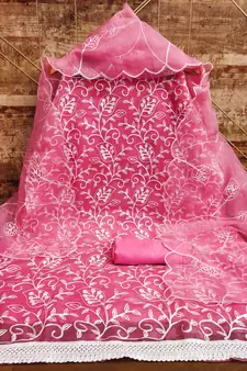 Pink embroidered organza salwar
