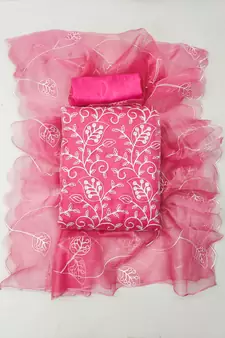 Pink embroidered organza salwar