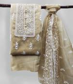 Beige embroidered organza salwar