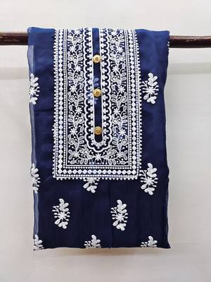 Blue embroidered organza salwar 2